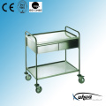 Zwei Schubladen Edelstahl Krankenhaus Medical Treatment Trolley (Q-10)